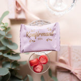 Konfirmationstüte pink mit gold bedruckten Herzen inkl. Harte Süßigkeiten