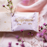 Konfirmationstüte pink mit gold bedruckten Herzen inkl. Harte Süßigkeiten