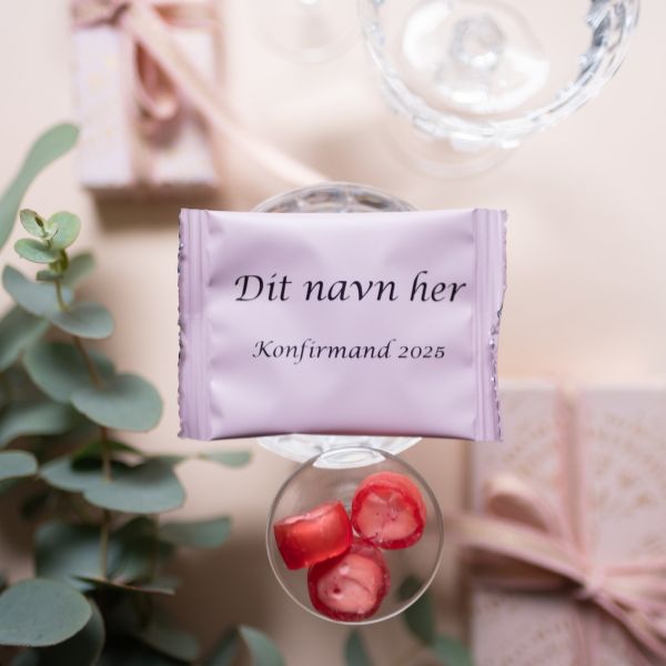 Namenstüten Konfirmation rosa mit schwarzem Aufdruck inkl. Harte Bonbons