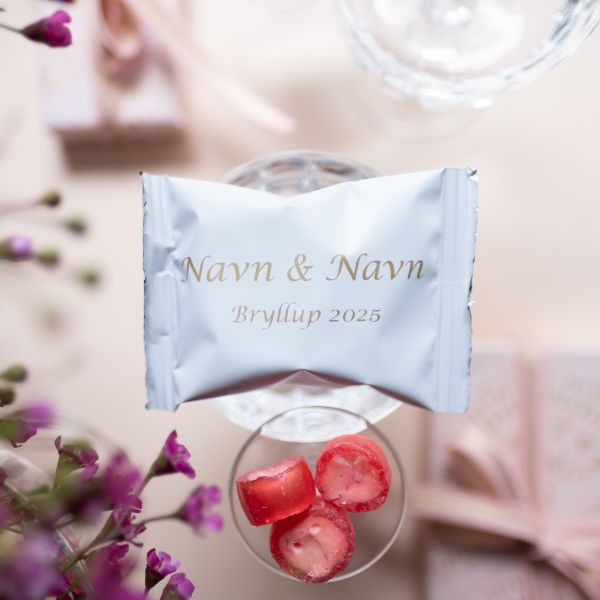 Name bags wedding white with gold print incl. Hard candy