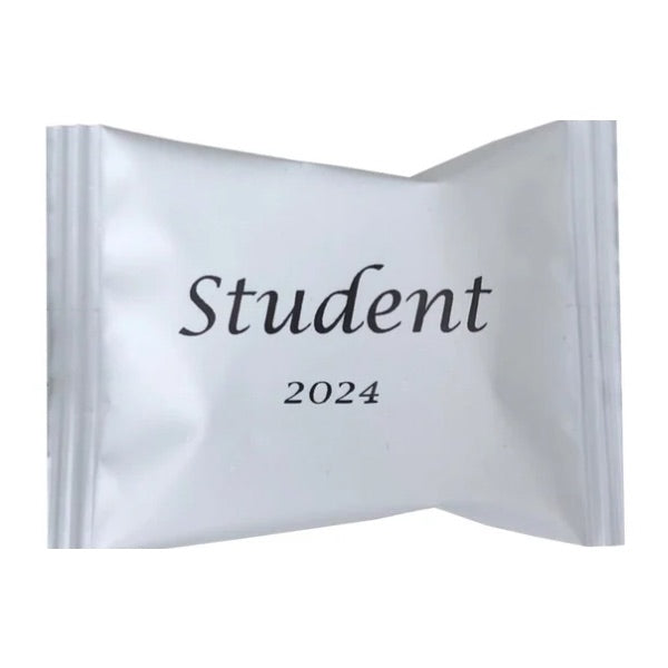 Weiße Studententasche mit schwarzem Aufdruck inkl. Harte Süßigkeiten