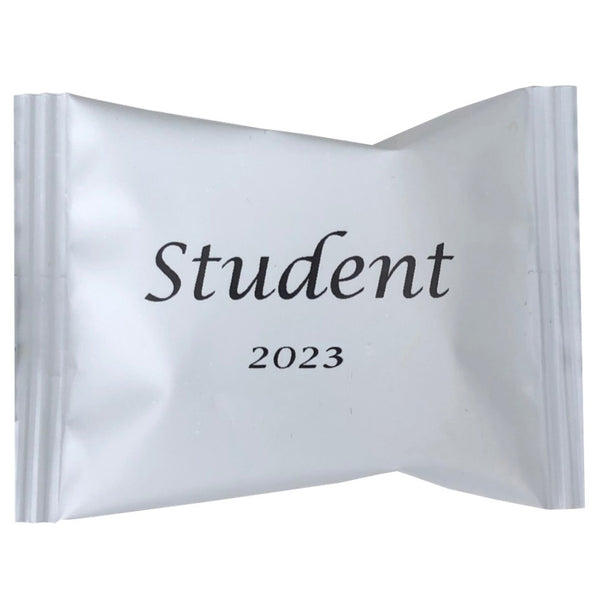 Weiße Studententasche mit schwarzem Aufdruck inkl. Harte Süßigkeiten
