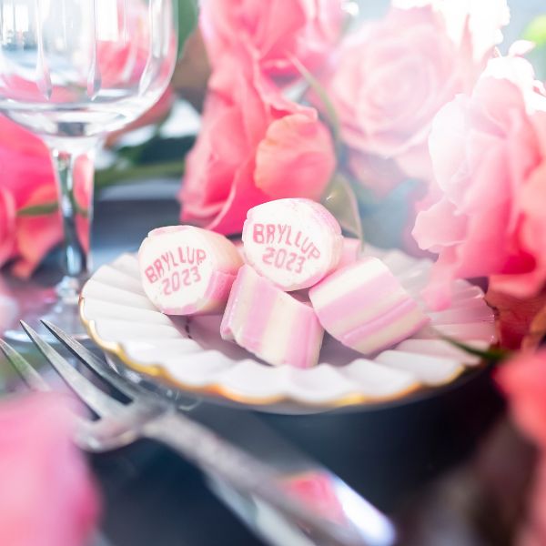 Bryllup bolcher lyserød bordpynt