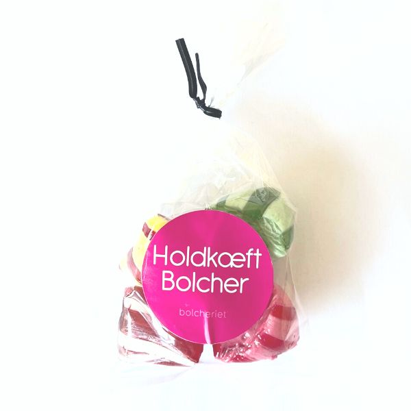HOLDKÆFT bolcher håndlavet blandede Frugt m. pink label