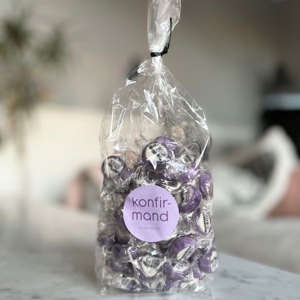 AUSVERKAUFT/ EINGESTELLT Konfirmand Bonbons einzeln verpackt lila