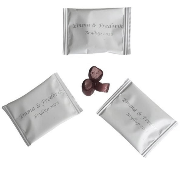 Navneposer bryllup hvid m. sølvtryk inkl. bolcher – Bolcheriet